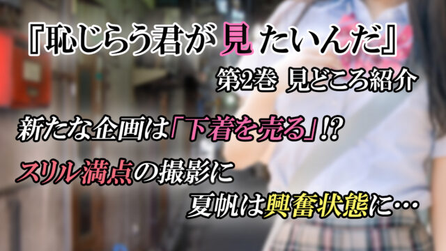 恥じらう君が見たいんだ 第2巻 見どころ紹介 スリル満点の企画に夏帆は興奮状態に カッパの休憩室